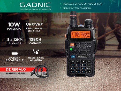 Handy Gadnic WK1000US Bi-Banda 10w 128CH Hasta 12km + Manos Libres y A