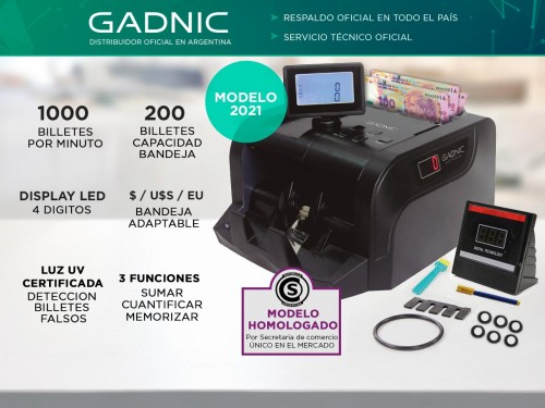 Contadora De Billetes Gadnic C-4200 Portable Homologada Doble Visor De