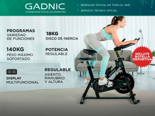 Bicicleta Fija Gadnic B-17 Spinning Disco 18kg Regulable Display Multi