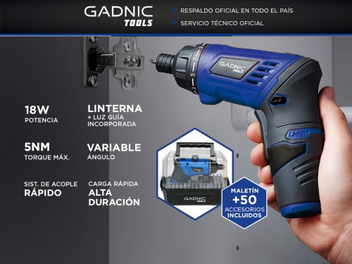 Atornillador a Batería Gadnic Tools D5 Pro Inalámbrico 3,6v Litio + Ac