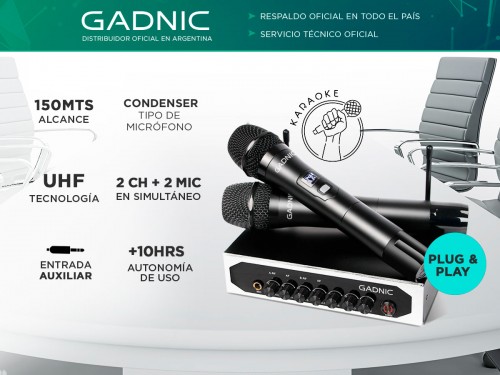 Micrófono Inalambrico Profesional Gadnic BT308 UHF