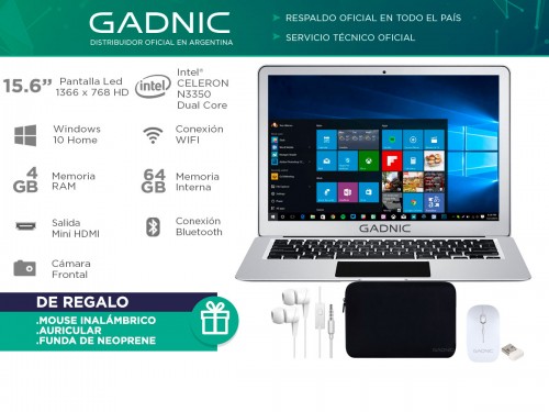 Notebook Gadnic Lumina Pro Intel Dual Core 4GB 64GB SSD 15,6" Windows 