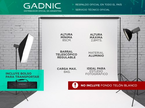 Soporte Porta Fondo Gadnic 1.20 a 2.80mts Aluminio Telescópico