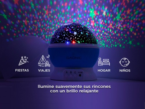 Velador Gadnic Star3 Proyector de Estrellas Led Giratorio 3 RGB + Luz 