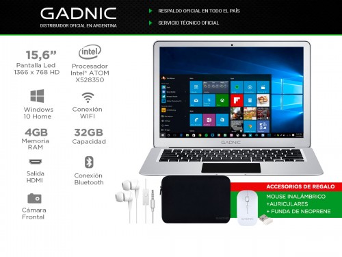 Notebook Gadnic Lumina Intel Dual Core 4Gb 32Gb SSD 15,6" Full HD Wind