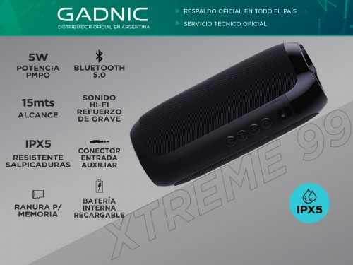 Parlante Gadnic Xtreme 99 Bluetooth Bateria incluida