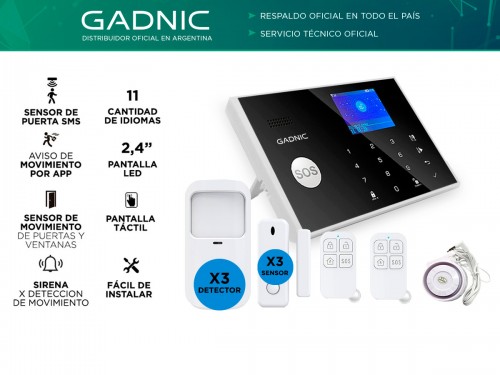 Kit Seguridad Alarma Domiciliaria Gadnic 6 Sensores