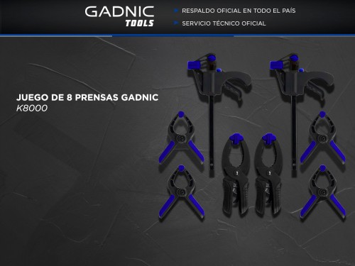 Juego De 8 Prensas Gadnic K8000 Carpinteria Kit Alta Calidad