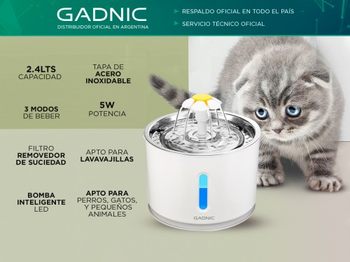 Fuente De Agua Recirculante Gadnic Para Perros Y Gatos Acero Inoxidabl
