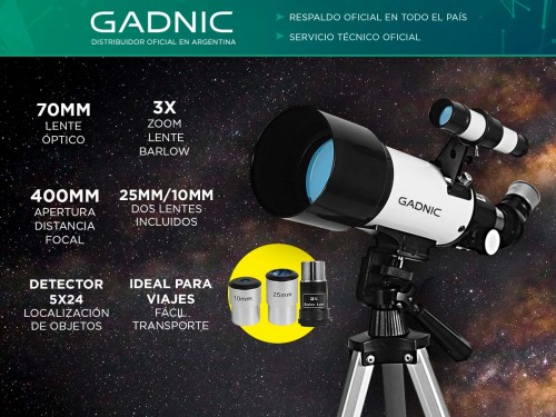 Telescopio Reflector Gadnic Binoculares 400x70 Alta Calidad