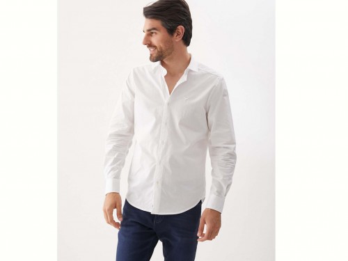 Camisa blanca lisa de poplin elastizado