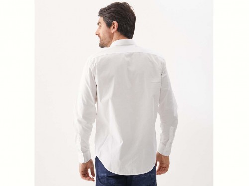 Camisa blanca lisa de poplin elastizado