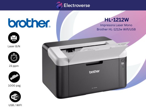 Impresora Laser Simplefunción Monocromatica WIFI/USB Brother HL-1212W