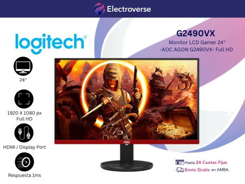Monitor Gamer LCD 23,8" Full HD Negro y Rojo AOC AGON G2490VX