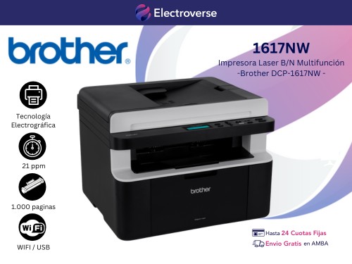 Impresora Multifunción Negra con WIFI USB Brother DCP-1617NW