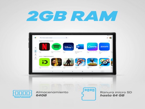 Tablet 10 Pulgadas Kids 64gb 2gb Ram Android 13 doble Cam Flash Funda
