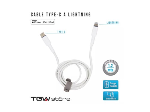 Cable Usb-c A Lightning De Carga Y Sincronizacion Tagwood Blanco