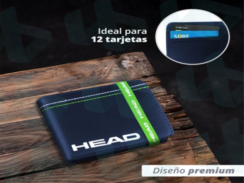 Billeteras Head Hombre Eco Cuero Elástico de Seguridad porta tarjeta