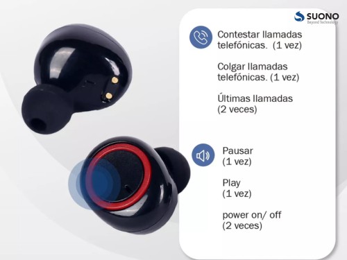 Auriculares Inalámbricos Suono Bluetooth SNAU-1004 Negro