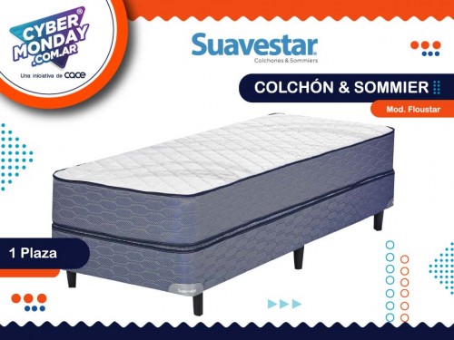 Colchón + Sommier Mod. Floustar, 190x80x23, Resortes, Suavestar