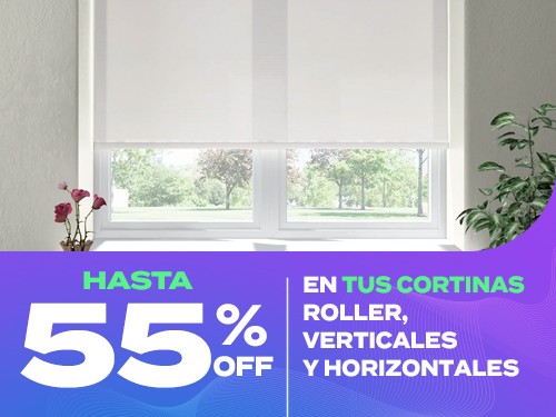 55% OFF en Cortinas Roller, Bandas Verticales y Horizontales