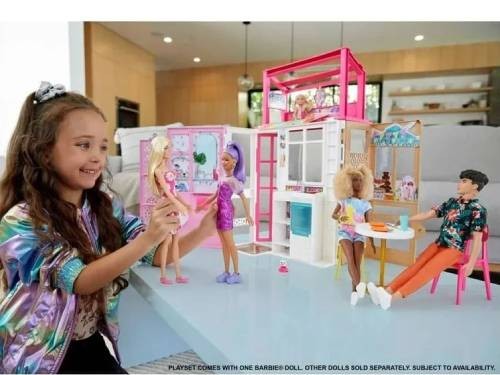 Barbie Casa 2 Pisos Amueblada Para Muñecas Hcd48 Mattel