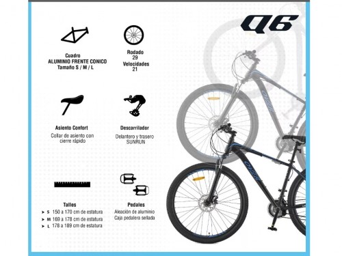 Bicicleta Mountain Bike Mtb R29 Aluminio 21v Freno A Disco Q6 OVERTECH