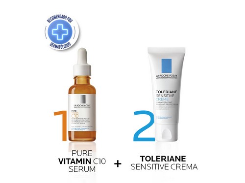 Pure Vitamin C10 X 30 Ml + Toleriane Sensitive X 40 Ml  La Roche Posay