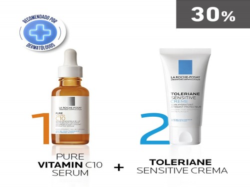 Combo Serum Pure Vitamin C10 + Toleriane Sensitive La Roche Posay