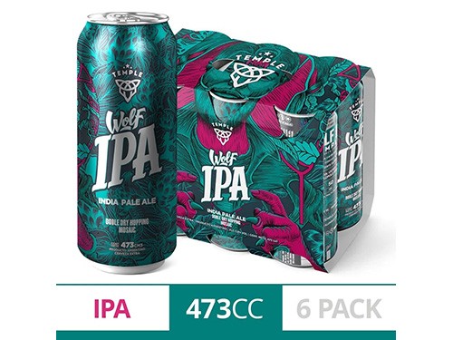 Cerveza Wolf Ipa Temple Pack x 6 Latas de 473 cc.