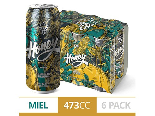 Cerveza Honey Temple Pack x 6 Latas de 473 cc.