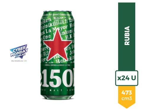 Cerveza Heineken Rubia Lata 473cc Pack x 24