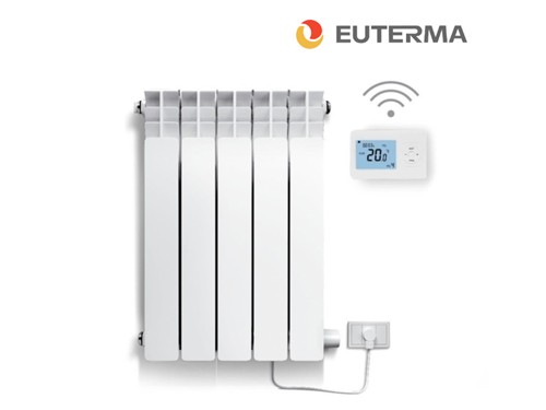 Radiador Eléctrico EUTERMA Aluminio Blanco 750W Termostato inalámbrico
