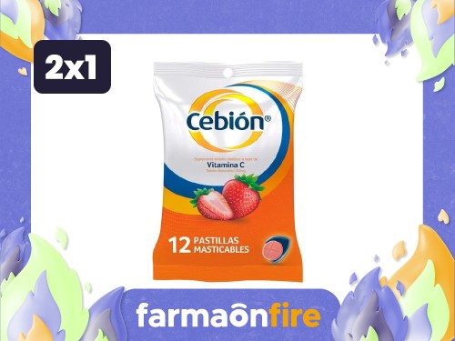 CEBION - Pastillas de vitamina c sabor a frutilla (12 Pastillas)