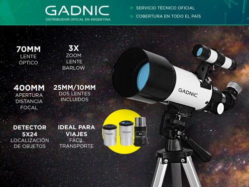 Telescopio Reflector Gadnic Binoculares 400x70 Alta Calidad