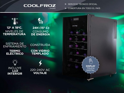 Cava De Vino Coolfroz WCTE0018 18 Botellas Termoelectrica Display Led