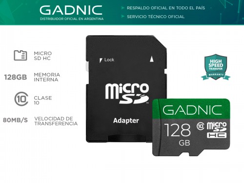 Memoria Micro SD Gadnic 128gb Clase 10 + Adaptador
