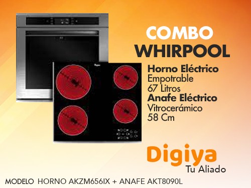Combo Whirlpool Horno Akzm656ix + Anafe Akt8090l Italia