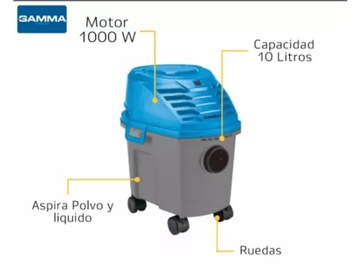 Aspiradora Gamma 10 Litros 1000w Polvo Liquidos