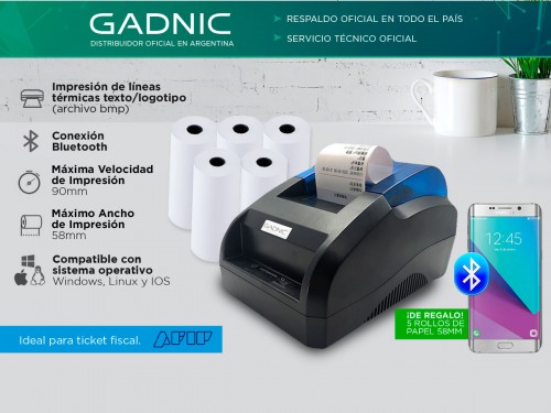 Impresora Termica Gadnic 90mm/s Bluetooth