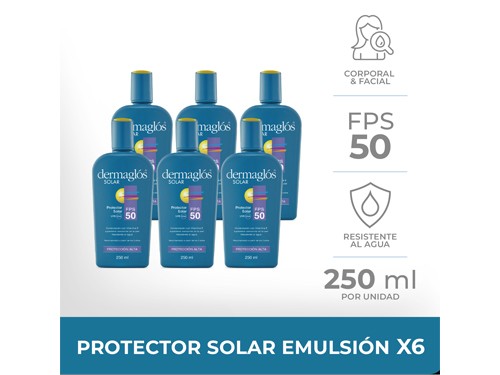 Kit Protector Solar Dermaglós Emulsion FPS50 6 Unidades