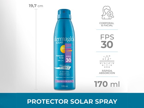 Protector Solar DERMAGLOS FPS 30 Spray Invisible 170ml