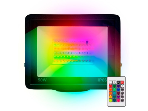 Reflector LED 50W RGB Gadnic Exterior Con Control Remoto