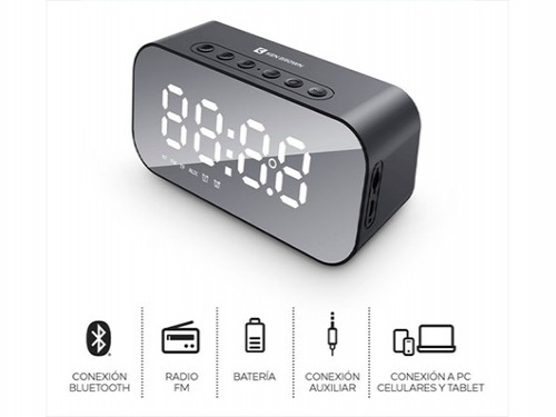 Parlante Portátil Radio Despertador Alarma Bluetooth Reloj Ken Brown