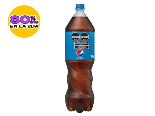 2da 80% Gaseosa Cola Pepsi 2 Lt