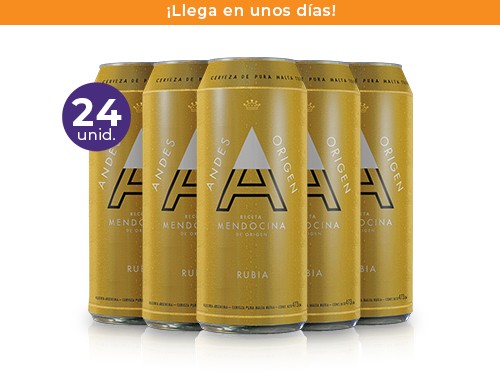 Pack 24 Cervezas Andes Origen Rubia Lata 473ml