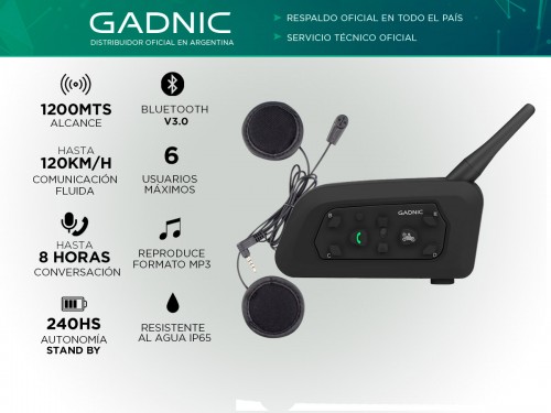 Intercomunicador Bluetooth Gadnic G-600 para Casco
