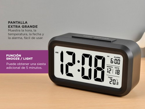 Reloj Despertador Digital Gadnic Alarma Snooze Fecha Hora Temp