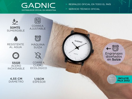 Reloj de Diseño Analógico Gadnic Hades Malla de Cuero