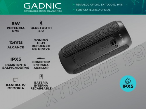 Parlante Gadnic Xtreme 99 Bluetooth Bateria incluida